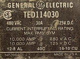 General Electric TED114030 1-Pole Circuit Breaker 30A 347VAC 1 Phase Bolt-On