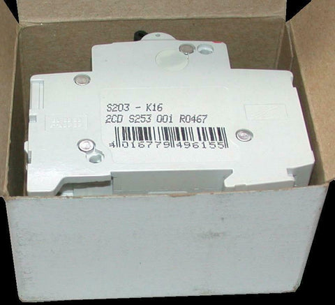 New ABB  S203U-K16  Circuit Breaker 3-Pole 16 Amp 480 VAC