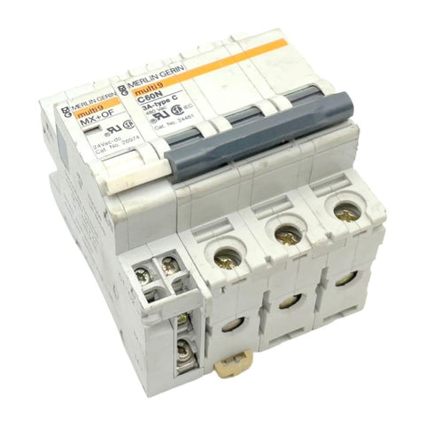 Merlin Gerin 24461 3-Pole Circuit Breaker 3A 480VAC W/ Auxiliary Switch 26974