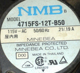 NMB MINEBEA 4715FS-12T-B50 AC AXIAL FAN 115 VAC .21/.19 AMPS