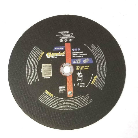 Norton Gemini Long Life 06102 10"X3/32"X5/8" Cut-Off Wheel (10 Available)