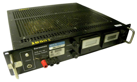 SORENSEN DC POWER SUPPLY 0-60 VDC 0-9 A MODEL DCR60-9B - SOLD AS IS