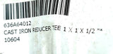 Cast Iron Reducer Tee 1" x 1" x 1/2" UL Certified