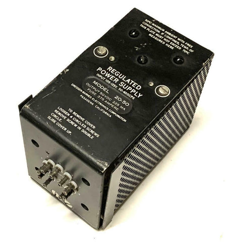 Dressen-Barnes 20-50 Regulated Power Supply 50 VDC 225 MA - SOLD AS IS