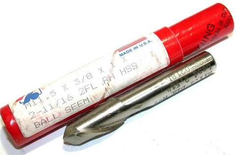 Regal Beloit 11.5mm 3/8" Shank 2 Flute HSS Ball End Mills New