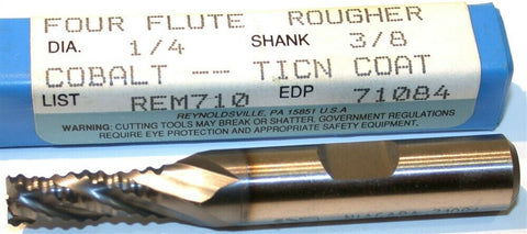 Niagara Cutter 1/4" 4 Flute Tin Coat Roughing End Mill REM 71084 New