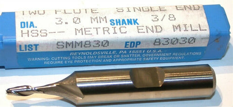 Up to 3 New Niagara 3MM Diameter 3/8" Shank 2 Flute HSS Metric End Mill 83030
