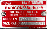 Radicon David Brown Series A Gear Box Speed Reducer MAA280 40:1 Ratio