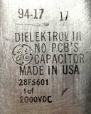 General Electric GE 28F5601 Dielektrol Capacitor 0.1 uF 2000 VDC