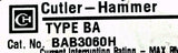 Cutler-Hammer BAB3060H 3 Pole Circuit Breaker 60A 240VAC Bolt On Mount