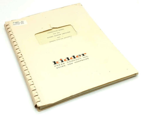 Kidder Model UC-E1 Tension Indicator, Recorder, & Controller Instruction Manual