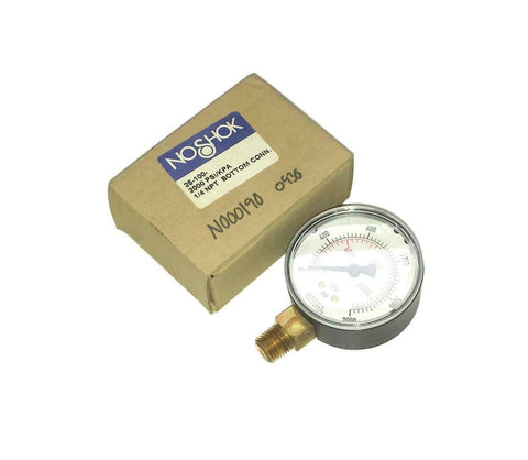 New Noshok  25-100-2000  Bottom Mount Air Pressure Gauge 0-2000 PSI 1/4 NPT