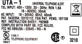 Wheelock UTA-1 Universal Telephone Alert 40-130V 20-30Hz REN-1.6A  18-60VDC 30mA