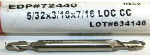 Up to 3 New Brubaker 5/32 Diameter 3/16" Shank 2 Flute HSS Double End Mill 72440