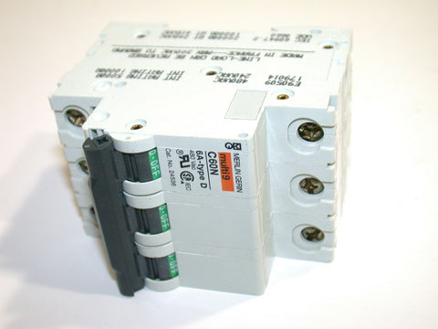UP TO 2 NEW MERLIN GERIN 6A 3 POLE 480 VAC CIRCUIT BREAKER DIN MOUNT 24536