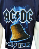 Anvil Men's AC/DC Bell 1981 Tour Song List Navy Short Sleeve Shirt Size Large