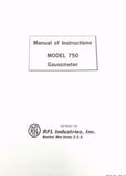 RFL Industries Models 750 Gaussmeters Instruction Manual