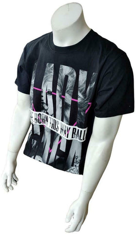Anvil Men's Lady Gaga The Born This Way Ball Graphic Black Shirt Size Medium