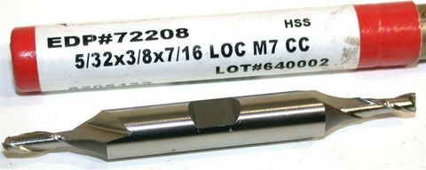 Up to 5 New Brubaker 5/32" Diameter 3/8" Shank 2 Flute HSS Double End Mill 72208