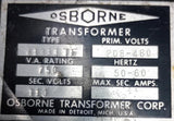 Osborne 61333-TF Power Transformer 208-480V Prim. 110V Sec. 750VA 50/60HZ