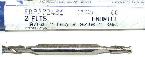 Fastcut 9/64" 2 Flute Double End HSS End Mill 72436 New