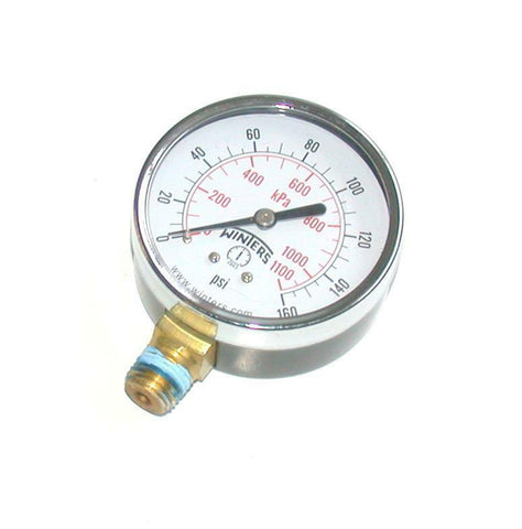 WINTERS  BOTTOM MOUNT AIR PRESSURE GAUGE 1/4 NPT 2-1/2" DIAMETER 0-1600 PSI