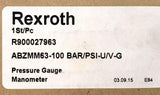 Rexroth R900027963 Pressure Gauge 0-1450 PSI 0-100 Bar (7 Available)