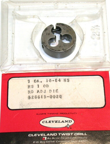 Cleveland 10-64 NS Adjustable 1" OD Round Thread Die New