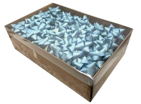 Brizzolari Premium 3-1/2" Light Blue Star Gift Bow 3/4" Ribbon 15 Loop 70 Count