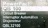 Square D PowerPact QBL32100 3 Pole Circuit Breaker 100A 240VAC 3 Phase Feed Thru