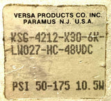 Versa KSG-4212-X30-6K-LW027-HC-48VDC Solenoid Valve 50-175 PSI 10.5 Watts