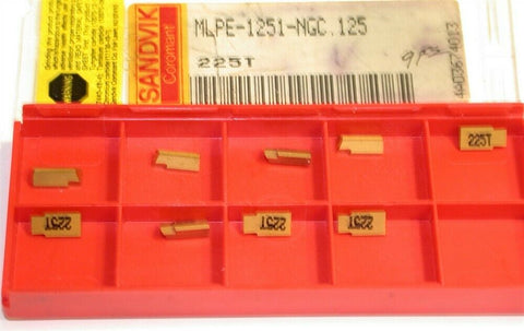 Lot of 9 New Sandvik 225T Grooving Carbide Inserts MLPE-1251-NGC.125 225T