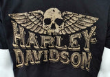 Alstyle Men's Harley Davidson Motorcycle Skull Graphic Black Shirt Size L