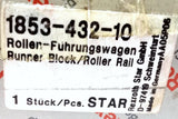 Rexroth Star 1853-432-10 Linear Ball Bearing Runner Block / Roller Rail