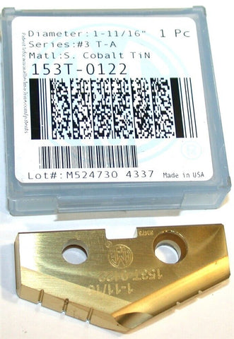 Allied Machine T-A 1 11/16" (1.687") Spade Drilling Insert 153T-0122