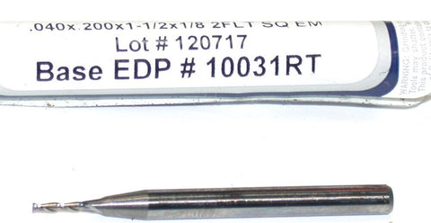 Garr Tool 2-Flute Carbide .040in End Mill 10031RT New