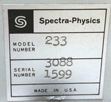 Spectra Physics 233 Laser Exciter with 133-3087 Laser - SOLD AS IS