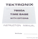Tektronix 7B50A Time Base With Options Instruction Manual