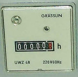 New Grasslin  UWZ 48  Panel Mount Flanged Hour Meter 220 VAC 60 HZ