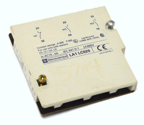 TELEMECANIQUE LA1LC020 AUXILIARY CONTACT BLOCK 6 AMPS (4 AVAILABLE)