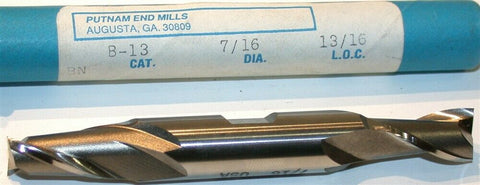 Greenfield Putnam 7/16" Diameter 1/2 Shank 2 Flute HSS Double End Mill 94840 New