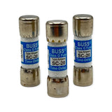 Lot of (3) Bussmann SC-20 Class G Fuse 600VAC 170VDC