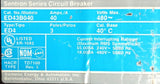 Siemens ED43B040 3-Pole Circuit Breaker 40A 480VAC 3 PH Bolt-On Mount
