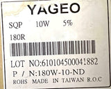 Yageo 180W-10-ND Resistor 180 Ohms 10 Watt - Lot Of 10