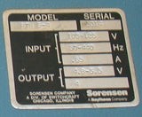 SORENSEN POWER SUPPLY ADJ. OUTPUT 4.8-5.5 MODEL PTN 5-4