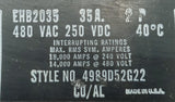 Westinghouse EHB2035 2 Pole Circuit Breaker 35A 480VAC 250VDC