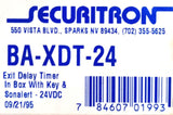 Securitron BA-XDT-24 Exit Delay Timer Box W/ Key & Sonalert Alarm 24VDC