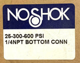 NoShok 25-300-600 Pressure Gauge 600 PSI 1/4" NPT Bottom Mount