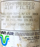 Van Air Systems F100-350-C Compressed Air Filter W/ 1/2" Drain 250 PSIG / Max