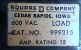 Square D 999315 3 Pole Circuit Breaker 15A 600VAC